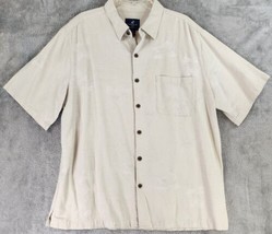 Caribbean Joe Shirt Mens XXL Beige Floral Hawaiian Casual Button Up Short Sleeve - £15.50 GBP