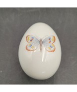 Chamart Limoges France White Egg w/Colorful Butterfly Shaped Trinket Box - $29.86 CAD