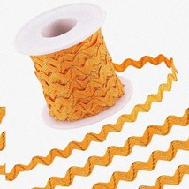 SparkleWave Orange Ric Rac Trim - 16.4Yds of 1/4&quot; Metallic Zig Zag Ribbo... - $500.81 MXN