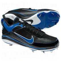 Mens Baseball Nike Cleats Air Show Elite Black Blue Low Metal Shoes $80-sz 16 - £15.53 GBP