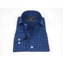 Men's Shirt Charles TYRWHITT 100% Cotton Cut-away Collar CHT-25 Navy Checker image 3