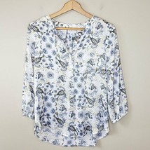 Liz Claiborne | Blue Yellow Floral Print Blouse, size small - £16.69 GBP