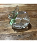 Vintage Galerie Clear Glass Rabbit Bunny on Basket Nest Candy Dish Great... - $262.08 MXN