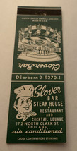 Vintage Matchbook Cover Matchcover Clover Bar &amp; Restaurant Chicago IL - £2.61 GBP