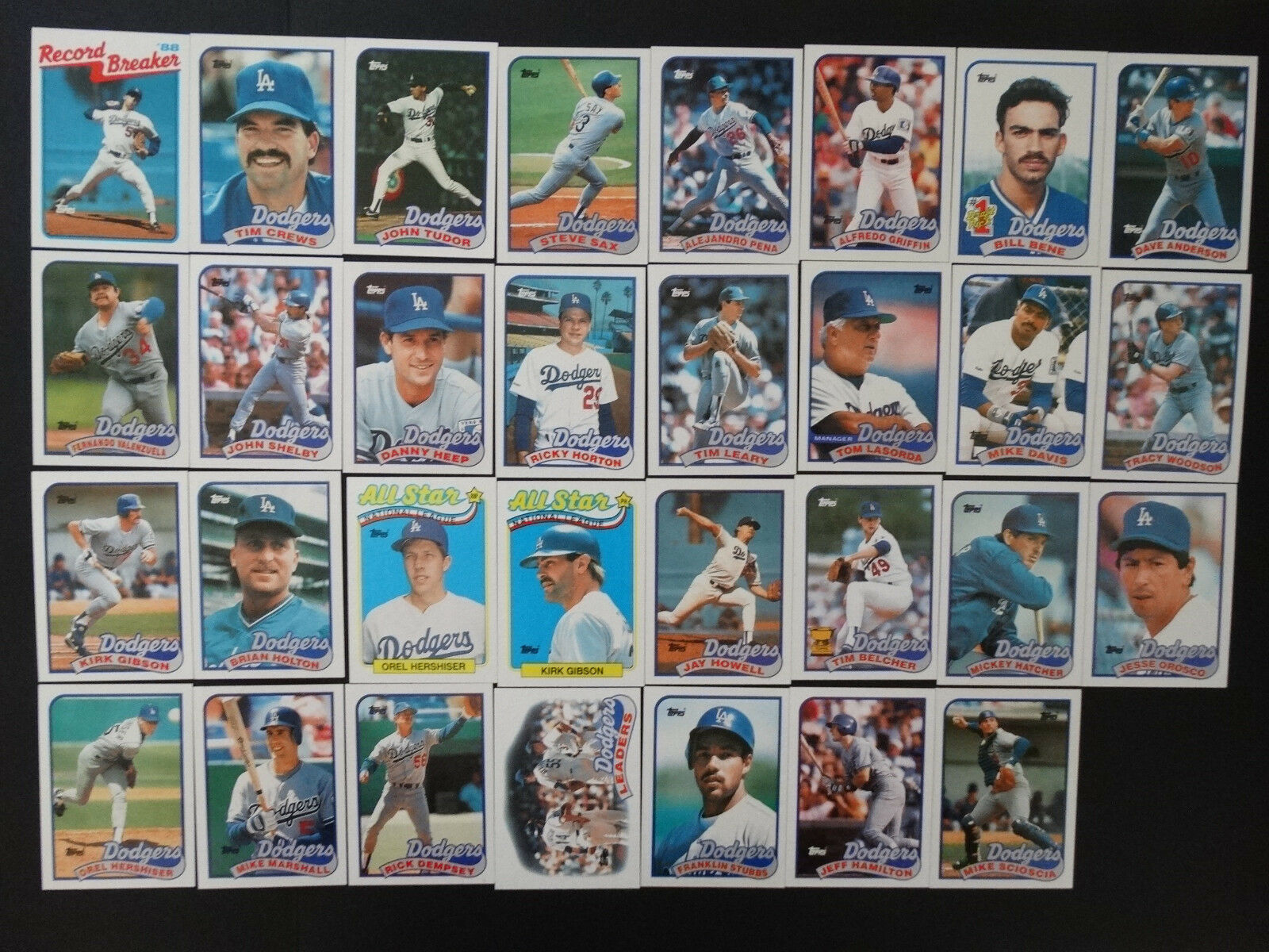 Primary image for 1989 Topps Los Angeles Dodgers Team Set 36 Baseball Cards With Traded