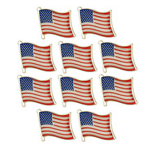 10 USA FLAG PINS 0.5&quot; Lapel Pin United States America Tie Hat Badge Set Lot Ten - £10.24 GBP