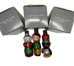 Vtg Avon Glass Light Covers Mrs. Claus Elf Penguin Set Of 3 Christmas De... - $16.36 CAD