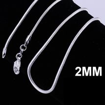 Best fashion women men 925 silver pretty 2MM snake chain necklace for pendant - £6.38 GBP