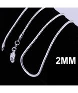 Best fashion women men 925 silver pretty 2MM snake chain necklace for pendant - $7.99