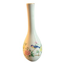 Vintage Otagiri Bud Vase Cream Porcelain Flower and Bird  Japan 7.75" Tall - £10.89 GBP