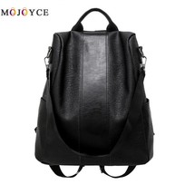 Retro Women Backpack PU Leather School Bag Solid Color Casual Travel Anti-theft  - £20.27 GBP