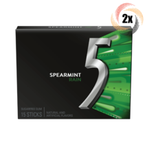 2x Packs 5 Gum Spearmint Rain Flavor | 15 Sticks Per Pack | Fast Shipping - £7.97 GBP
