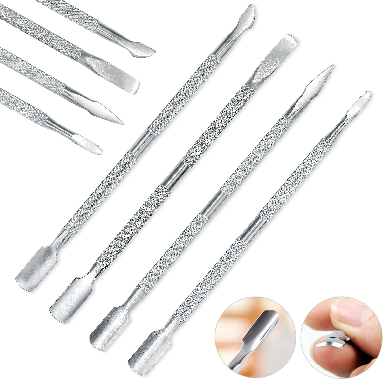 60/20Pcs Double-ended Stainless Steel Cuticle Pusher Dead Skin Push Remover For - £25.99 GBP+