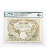 1937-1947 (ND) Madagascar 50 Francs Nota (VF-25 NET PMG) Banca Cinquanta... - $4,698.04 MXN