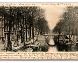 View of Boats on Great Canal Amsterdam Netherlands 1900 UDB Postcard S17 - $3.51