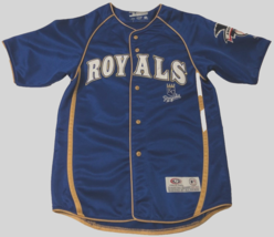 Kansas City Royals MLB Vintage 90s Boys Blue Embroidered Baseball Jersey M - $29.63