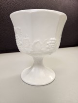 Indiana Milk Glass Pedestal Bowl Colonial Grape Design - £11.25 GBP