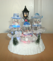 NEW LED Caroling Glittery Snowmen Trio Lighted Christmas Decor Display 7.5 in. - £14.03 GBP