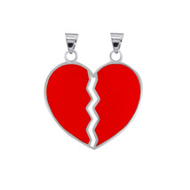 925 Sterling Silver Enamel Breakable Heart Pendant Necklace - £42.13 GBP+