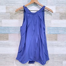 Ann Taylor Silk Chiffon Pleated Halter Neck Blouse Blue Sleeveless Womens Small - £26.03 GBP