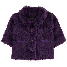 PATAGONIA Snowy Pelage Jacket High Pile Faux Fur Button Front Coat Purple 0-3 - £27.06 GBP