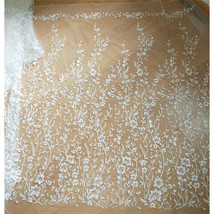 Embroidery Florals Lace Mesh Fabric DIY Costume Bride Clothing Wedding Dress 1Y - £19.97 GBP