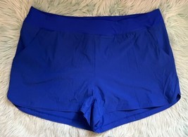 Lands End Swim Shorts Plus Size 24W Royal Blue Solid Pockets Built In Briefs NEW - £26.47 GBP