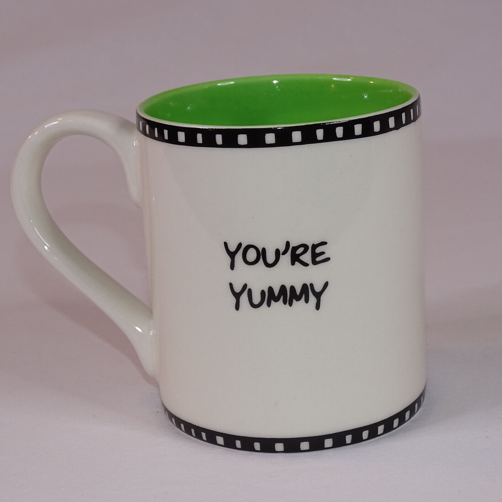 Cutie PIE Coffee Mug You&#39;re Yummy Green Interior Lorrie Veasey 10 oz. TE... - $8.66