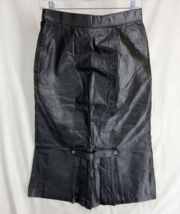 Vintage G-III Leather Shell Women&#39;s Black Knife Pleated Long Skirt Lined... - £41.75 GBP