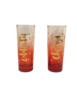 2 Slant Shot Glasses Celebrate Cheers Ombre with Polka Dots 2 Ounce each... - $12.99