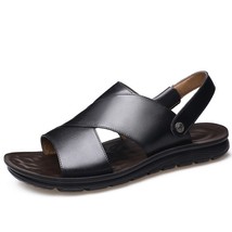 Split Leather Casual Fashion Beach Men Shoes Thick-soled Wear-resistant Sandals  - £38.13 GBP