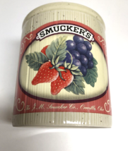 SMUCKERS Jelly Ceramic Crock Utensil 3 3/4&quot; Canister Houston Harvest Gift Fruits - £14.38 GBP