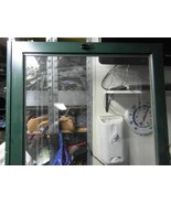 LOCAL PICKUP Larson Glass Door Silver Handle Green Trim Body Smoked Etch... - €177,20 EUR