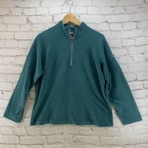 L.L. Bean Pullover Fleece Top Teal Blue Green Womens Sz L Henley - £11.39 GBP