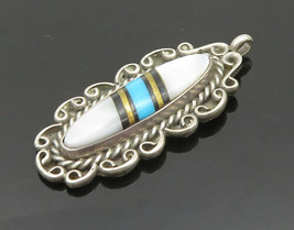 Gene Nataan Navajo 925 Silver - Vintage Mother Of Pearl Swirl Pendant - PT16166 - £57.35 GBP