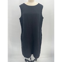 Cut Loose Linen Sleeveless Shift Dress Sz L Solid Black Pockets Basic Cl... - $34.30