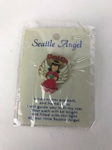 Seattle WA Washington Angel Coffee Halo Lapel Pin Pinback Gold Tone Metal New - £7.90 GBP