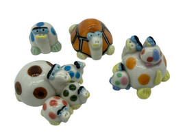 Turtle Miniature Figurine Ceramic Colorful Lot Small Vintage Abstract Ar... - $14.00