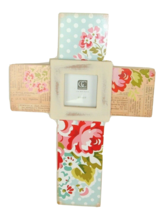Cross Plaque Floral Shabby Picture Frame Wall Decor cottagecore Inspirational - $14.80