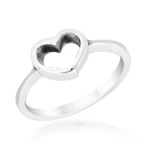 Simple Friendship Heart Shape of Sterling Silver Promise Ring - 8 - $13.45