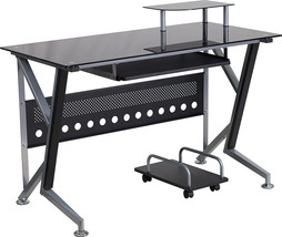 Black Glass Keyboard Desk NAN-WK-059-GG - £161.42 GBP