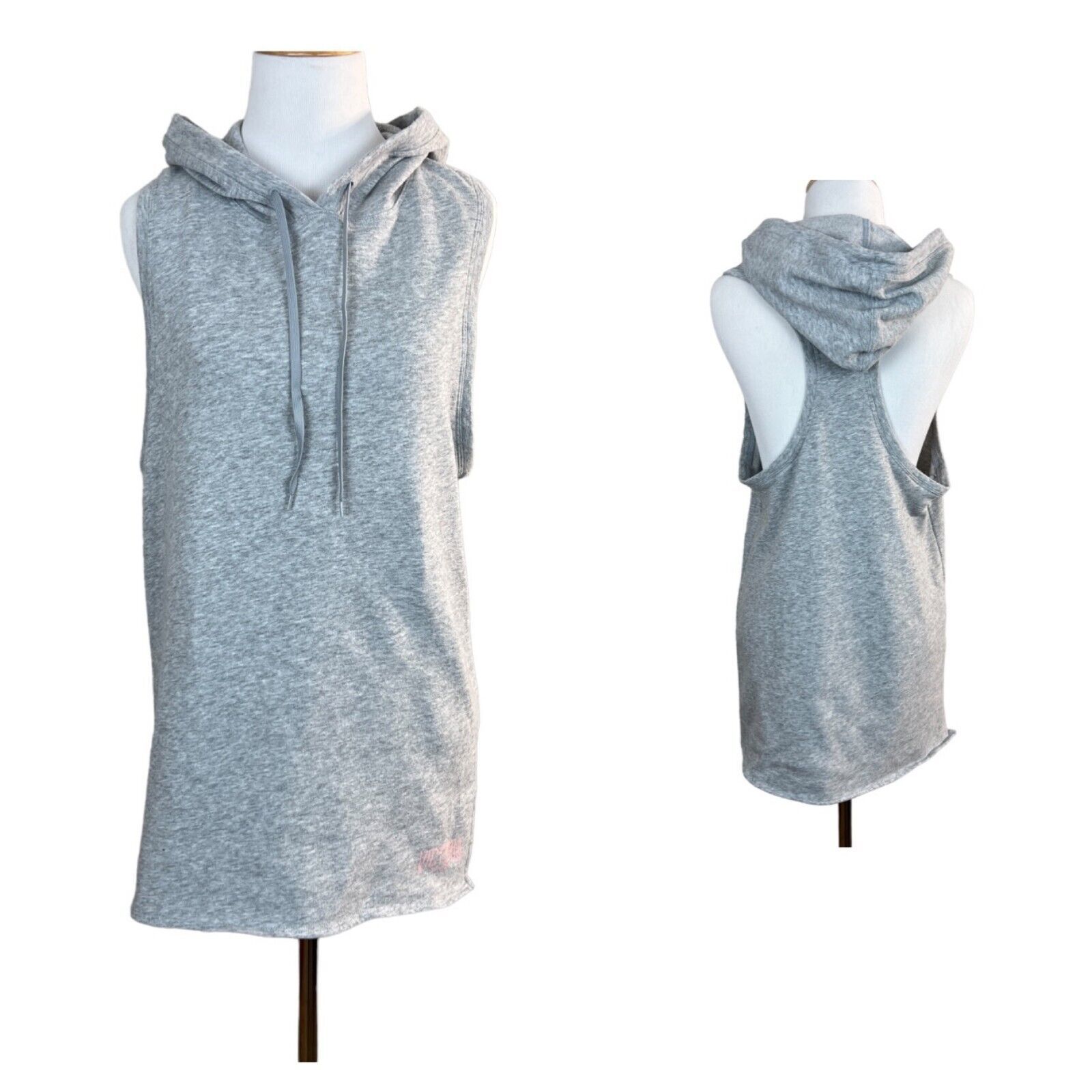 Primary image for Victorias Secret Sport Hoodie Small Gray Racerback Sleeveless Slits Casual Women