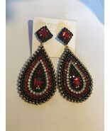 Christian Siriano New York red Multi Crystal Statement Earrings new - $1,246.80 MXN