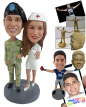 Personalized Bobblehead Couple Dressed In Their Professions, The Woman A Nurse A - £122.67 GBP