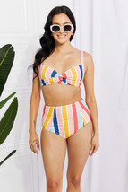 Marina West Swim Take A Dip Twist High-Rise Bikini in Stripe - £64.74 GBP