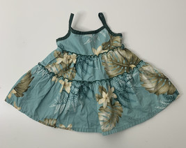 Vintage Hawaiian Munchk!n infant 12M green floral sleeveless dress N3 - £8.97 GBP