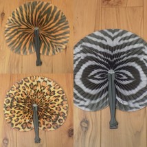 3 Japanese Art Print Silk Hand Folding Fan Fashion Zebra/Leopard/Tiger P... - £15.57 GBP