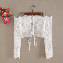 White Off Shoulder Crop Lace Top Wedding Bridal Custom Plus Size Floral Lace Top image 2
