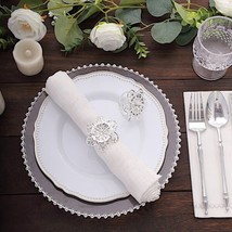 4 Silver Metal Sunflower Shaped Napkin Rings Party Events Tableware Deco... - $14.50