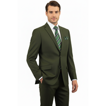 Men RENOIR Suit Seprates Solid 2 Button Business Formal Slim Fit 201-10 Olive image 4